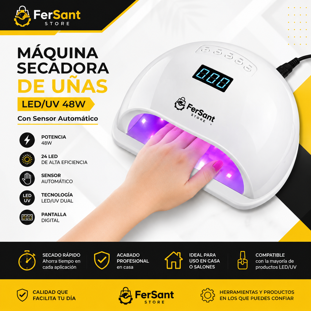 Máquina Secadora de Uñas LED/UV 48W con Sensor Automático