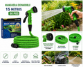 Manguera Expandible de Jardín 15 Metros (50 Pies) con Pistola de Riego Multifunción