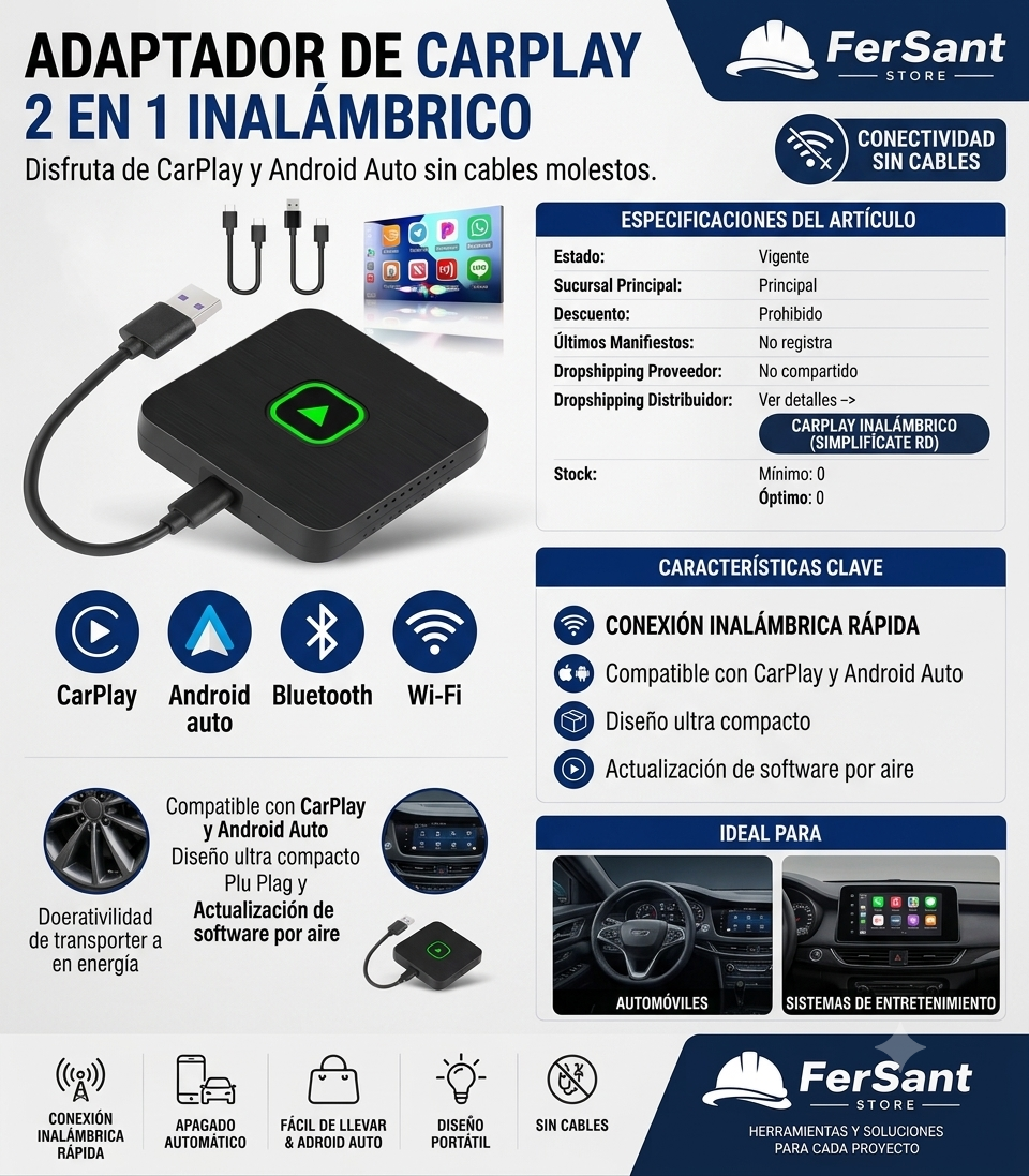 ADAPTADOR DE CARPLAY 2 EN 1 INALÁMBRICO