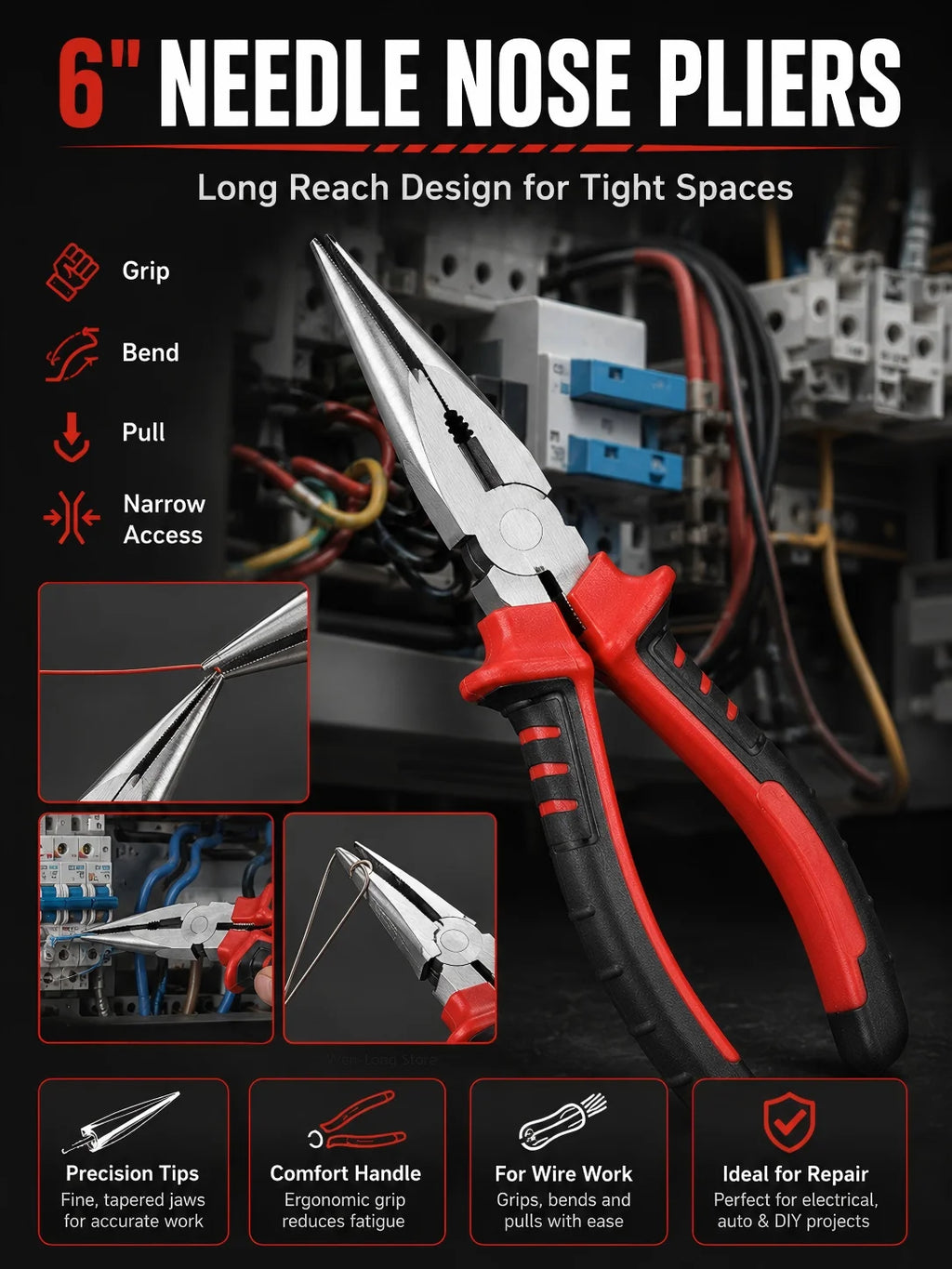 Alicate Multifuncional Profesional de 6" para Electricidad
