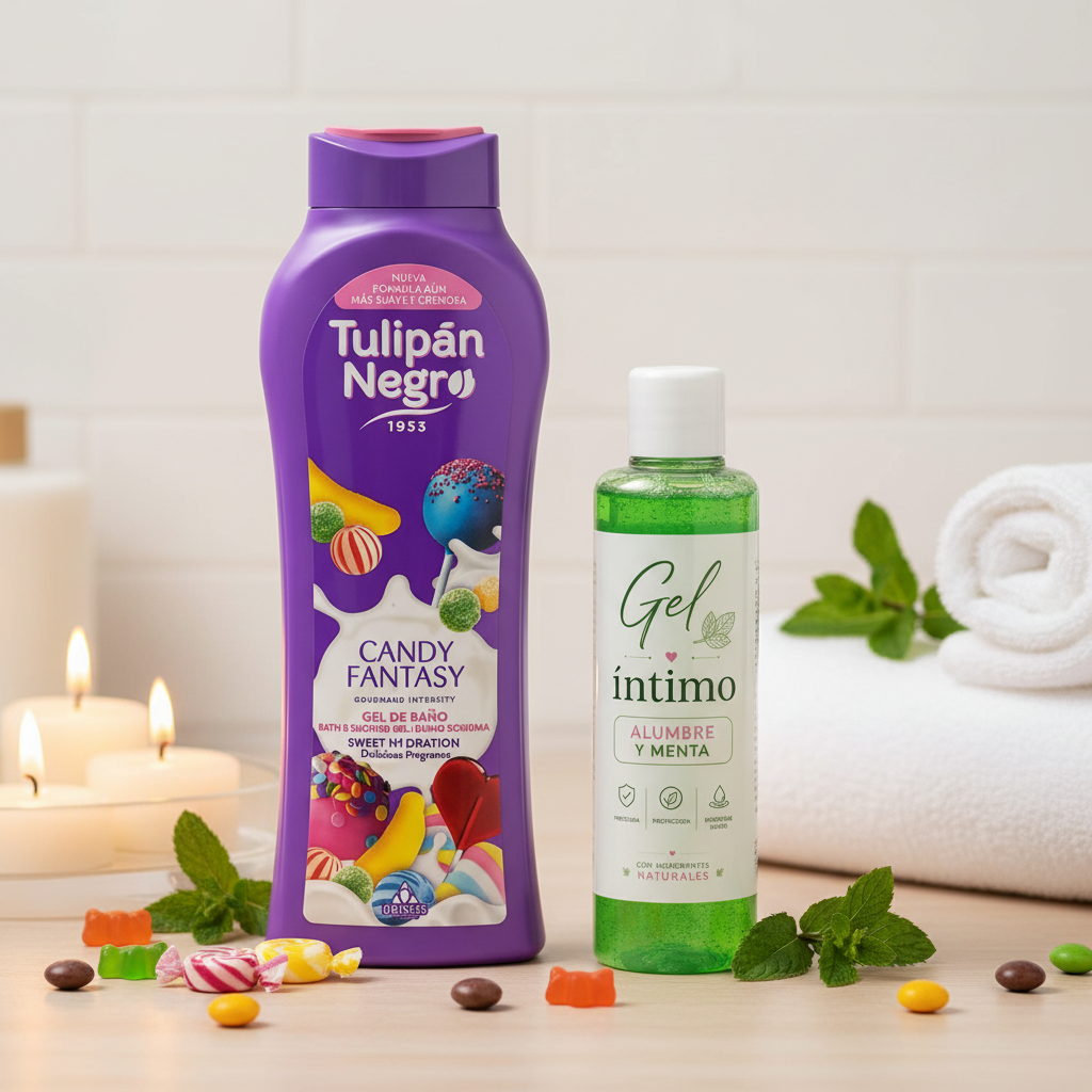 Combo Tulipán Negro – Gel de Baño Candy Fantasy + Gel Íntimo Alumbre y Menta